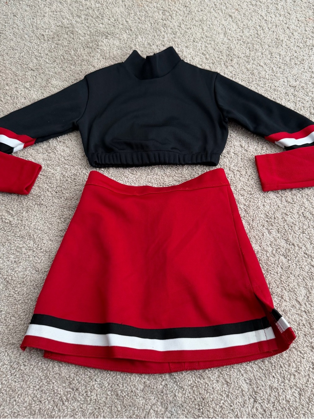 Girls Red & Black Circle Skirt Matching Set